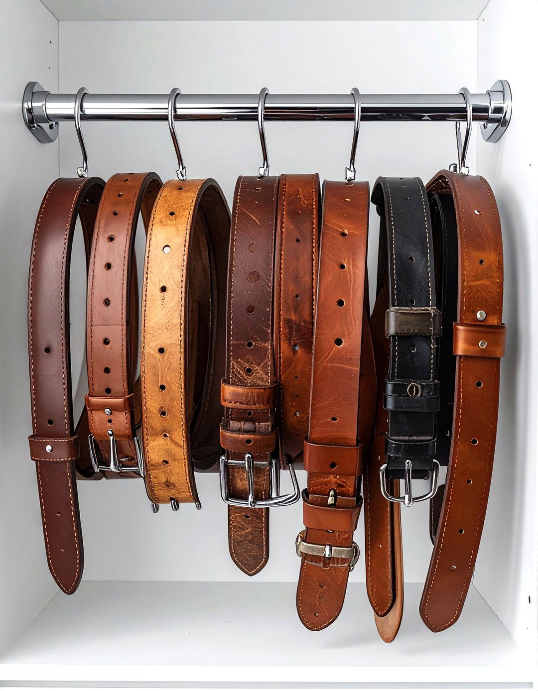 Hanging Belt Holder - 30 bedroom hanging storage ideas