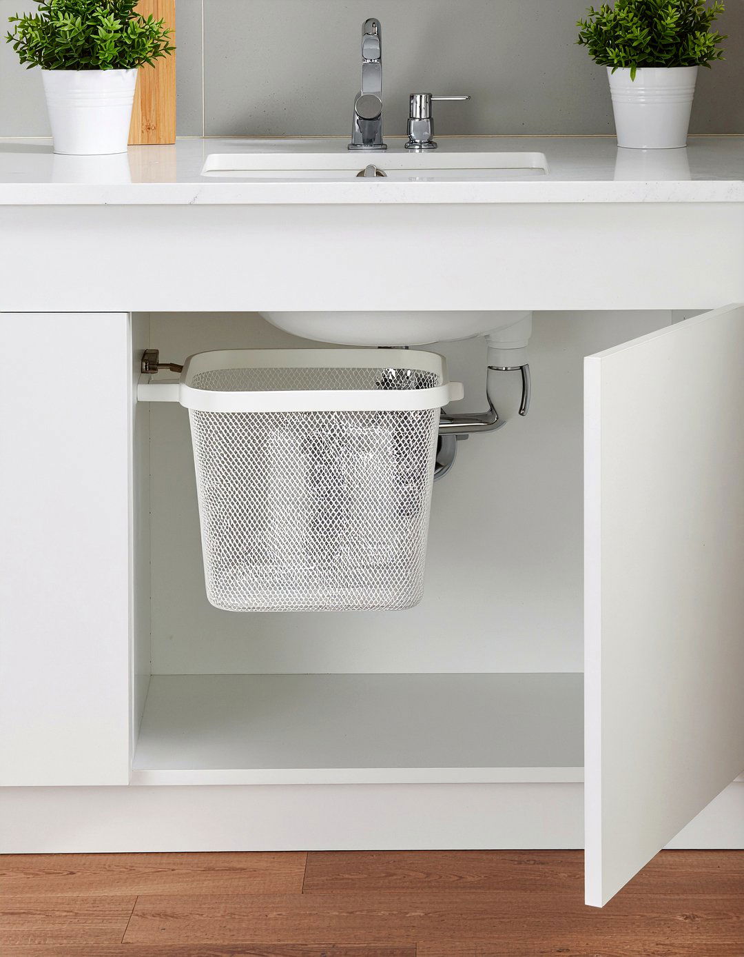 Hanging Cabinet Door Bin - 30 bathroom trash can ideas