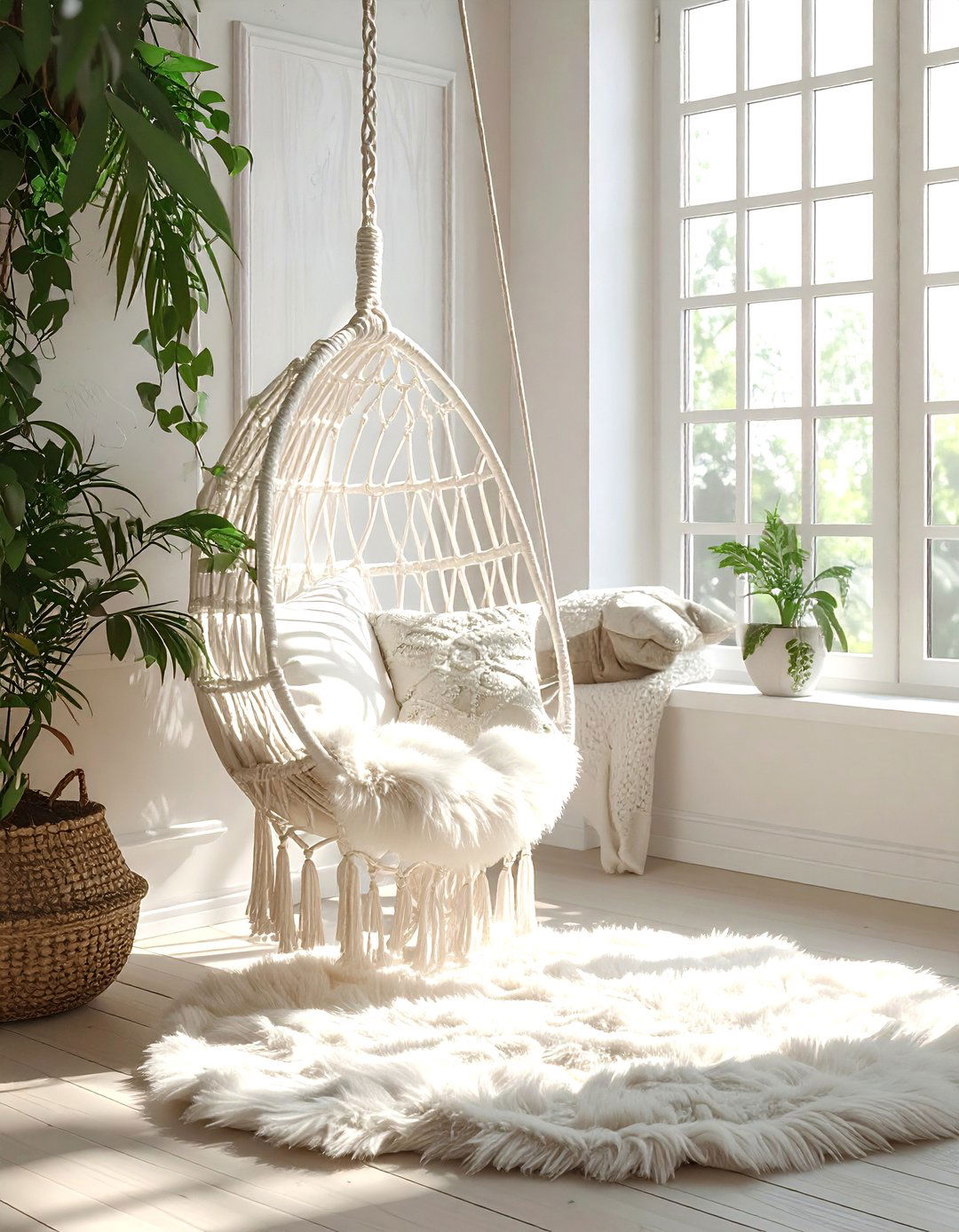 Hanging Chair - 30 bedroom reading nook ideas