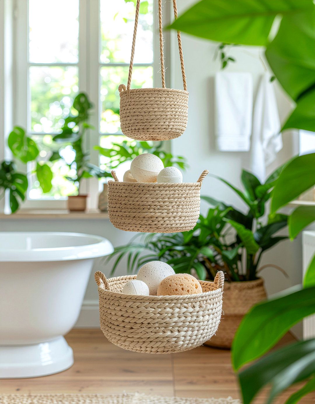Hanging Corner Baskets - 30 bathroom corner storage ideas