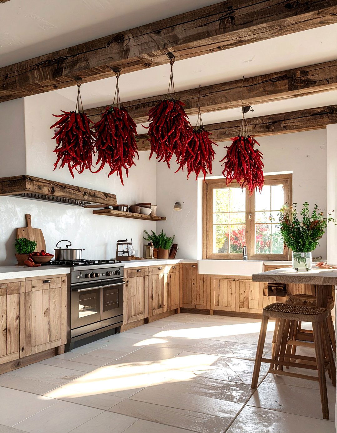 Hanging Dried Chili Peppers - 30 Southwestern kitchen ideas