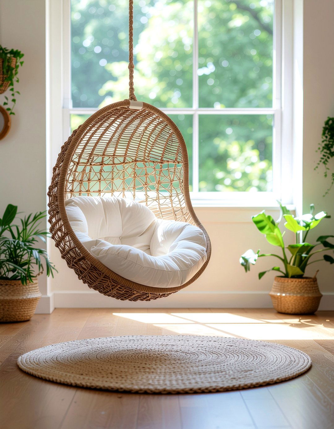 Hanging Egg Chair - 30 living room Scandinavian furniture ideas