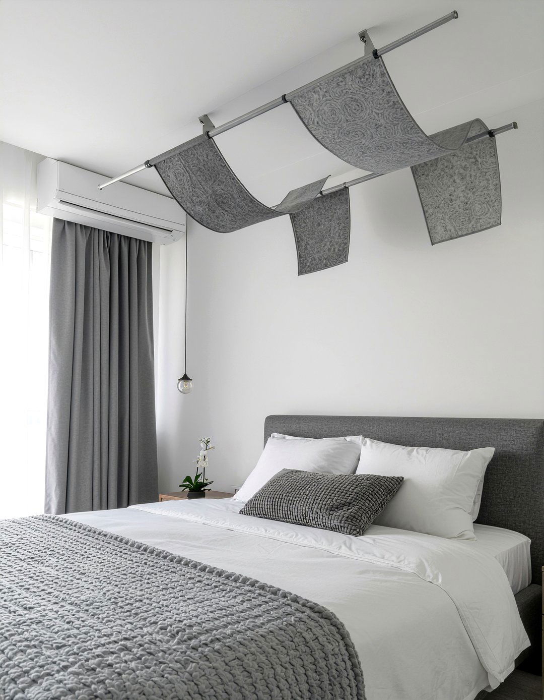 Hanging Fabric Panels - 30 bedroom partition ideas