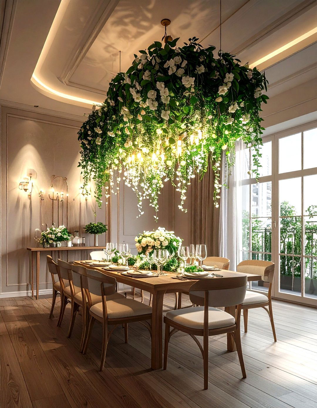 Hanging Floral Installation - 30 dining room flower ideas