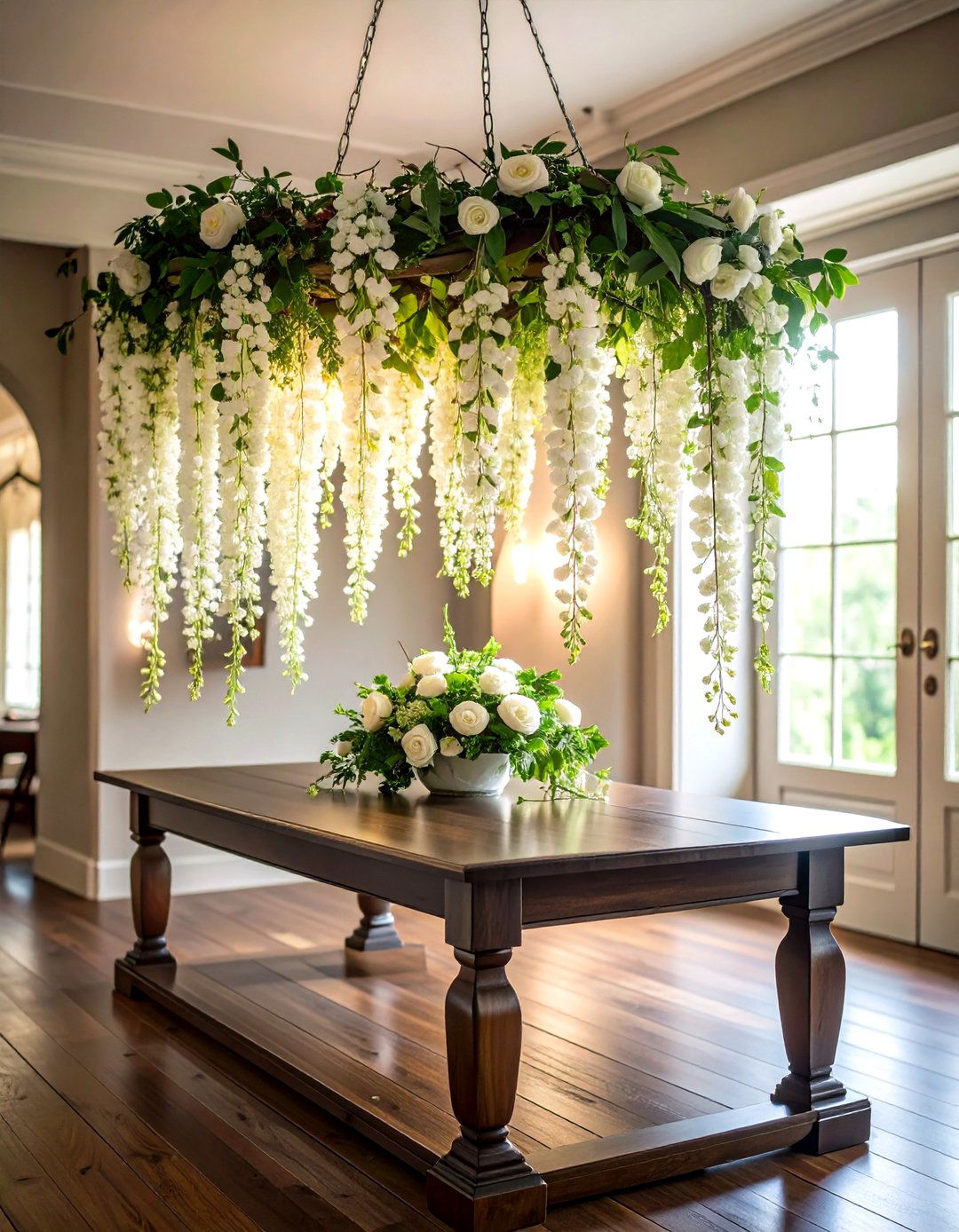 Hanging Flower Display - 30 elaborate centerpiece dining ideas