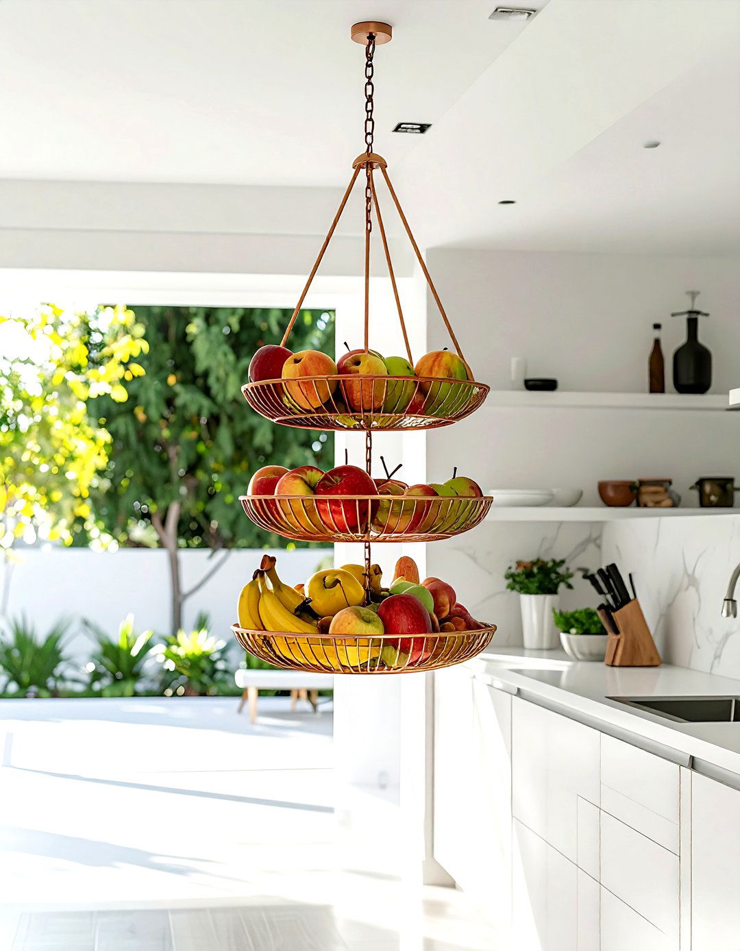 Hanging Fruit Basket - 30 kitchen overhead storage ideas