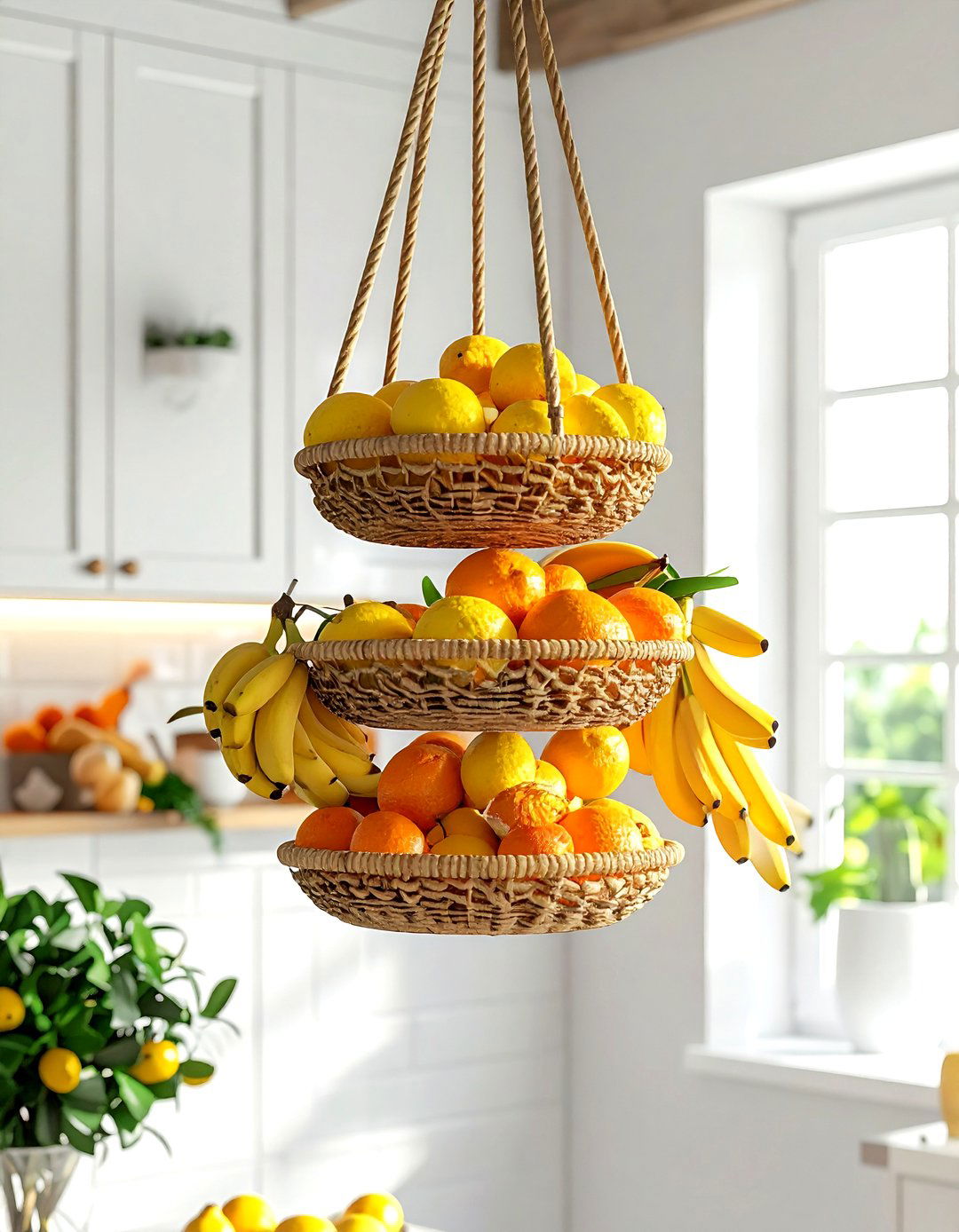 Hanging Fruit Storage - 30 rattan basket ideas