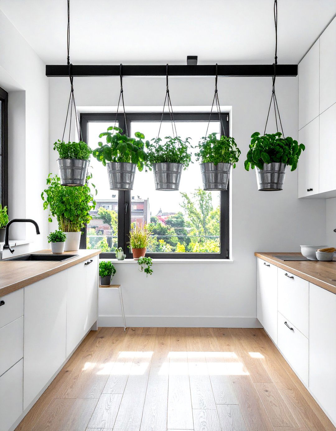 Hanging Herb Garden - 30 tropical kitchen ideas