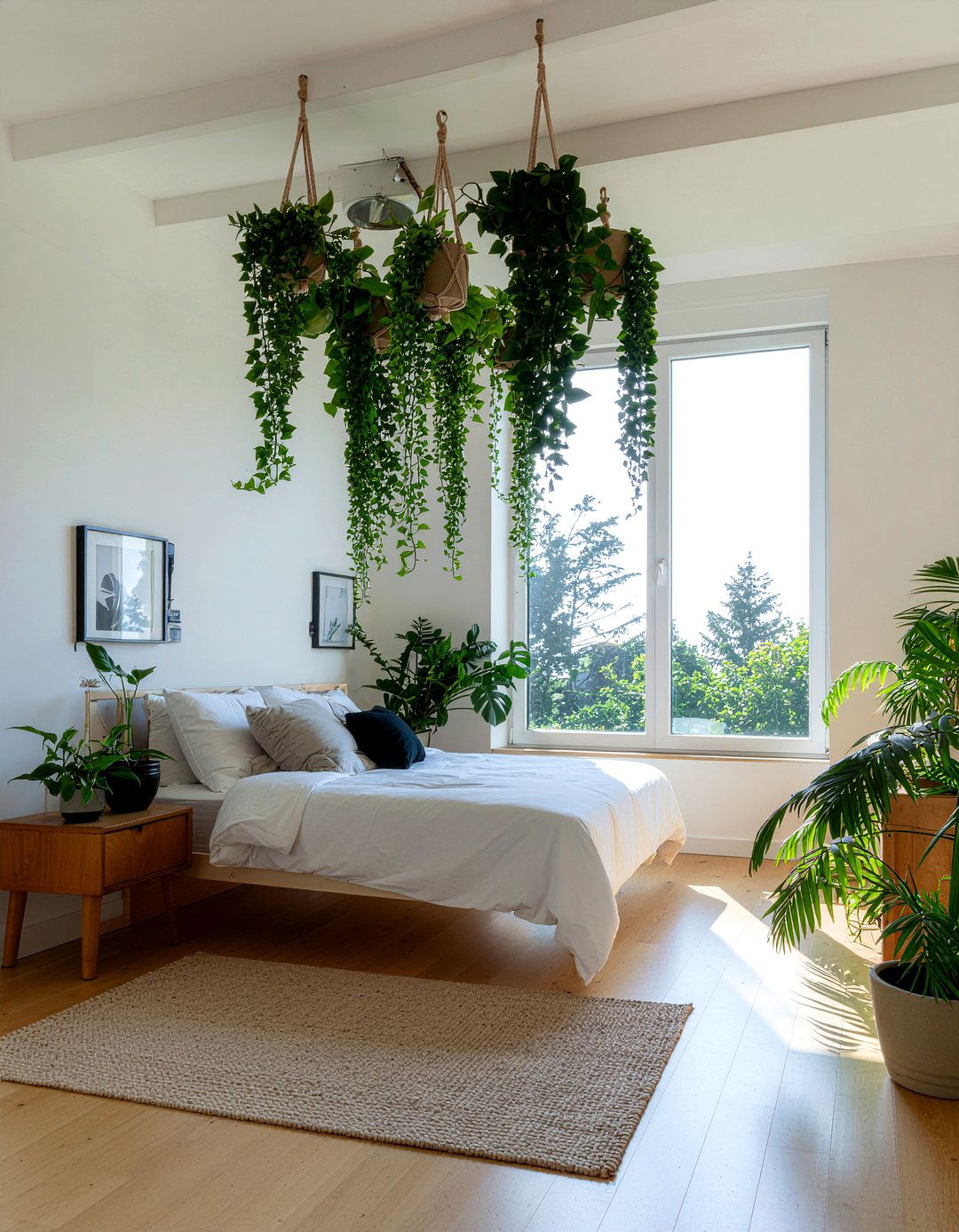 Hanging Indoor Plants - 30 command strip bedroom ideas