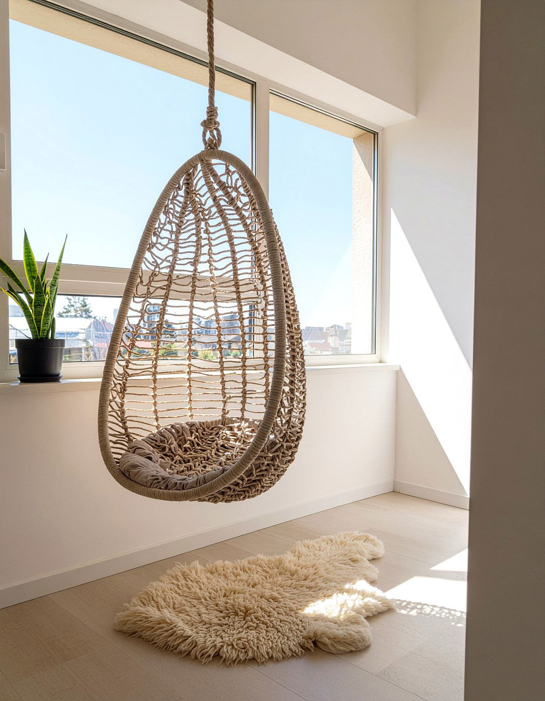Hanging Macrame Chair - 30 Moroccan bedroom ideas