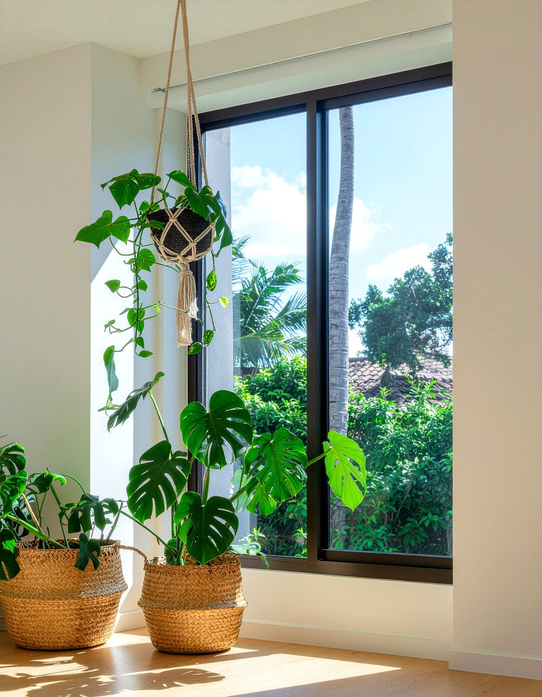 Hanging Macrame Planters - 30 tropical living room ideas