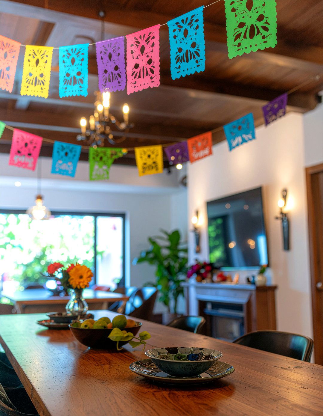 Hanging Papel Picado - 30 Mexican dining room ideas