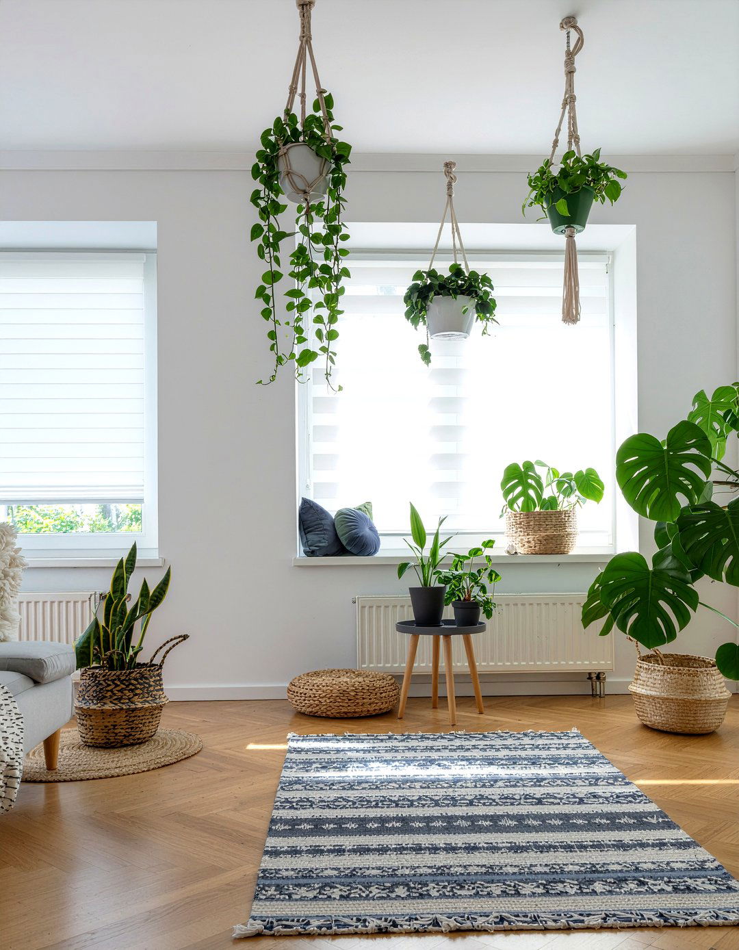 Hanging Plant Living Room - 30 nature themed living room ideas