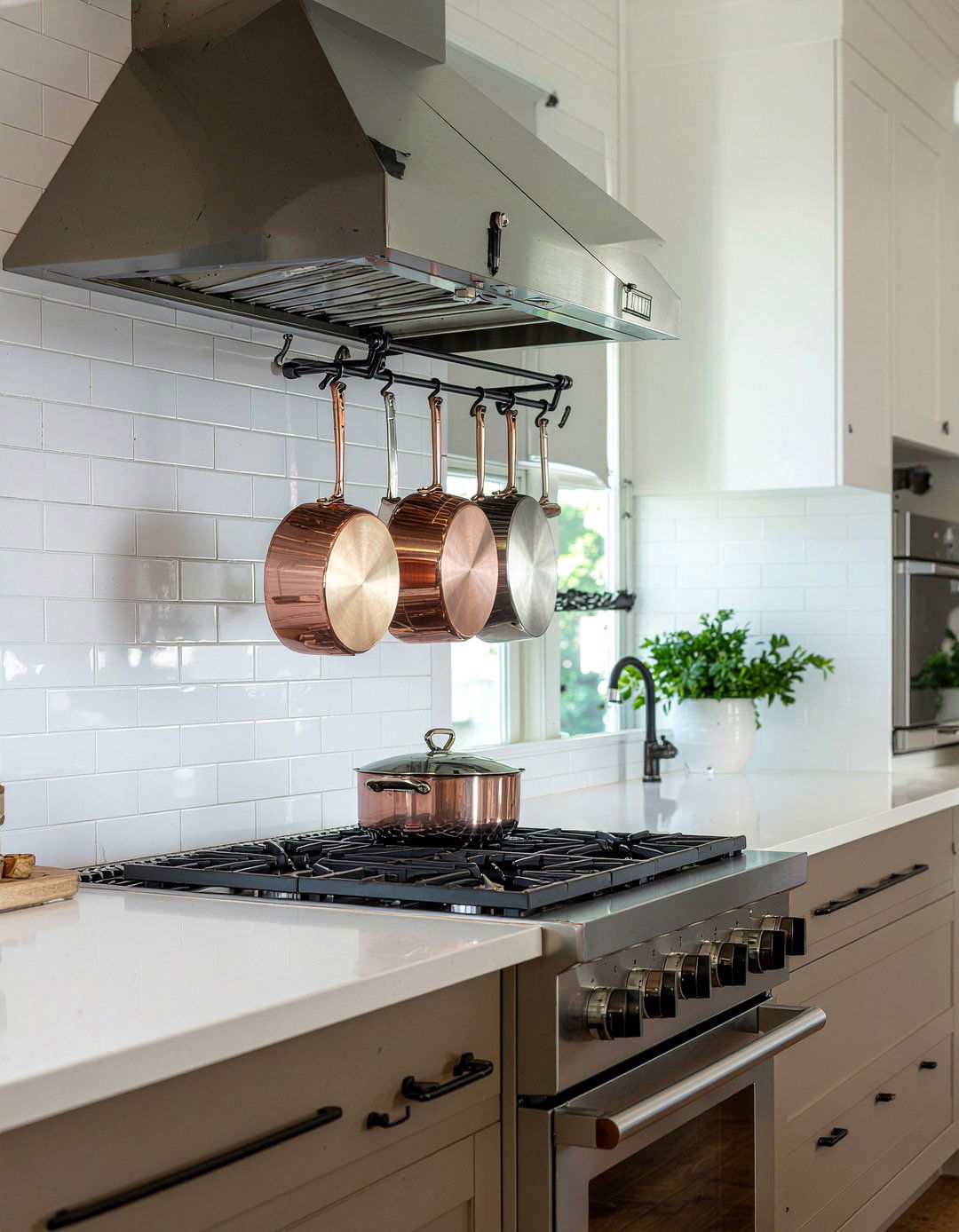 Hanging Pot Rack - 30 low cost kitchen makeover ideas