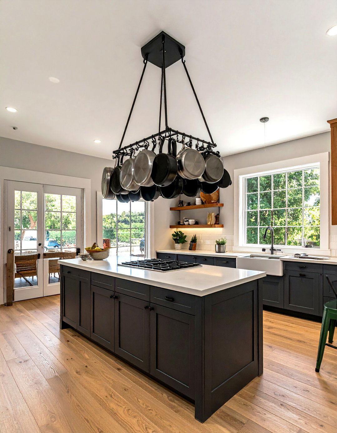 Hanging Pot Rack - 30 small kitchen organization ideas