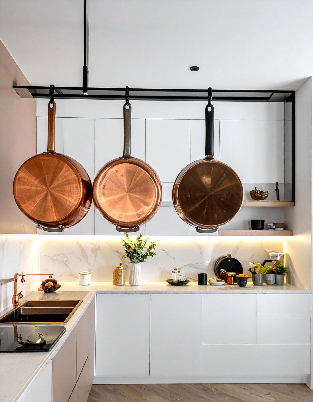 Hanging Pot Racks - 30 small kitchen storage ideas