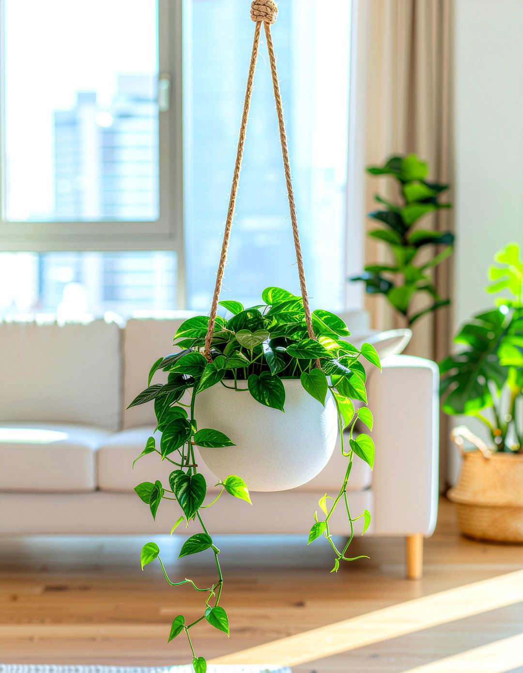 Hanging Pothos - 30 living room pothos ideas