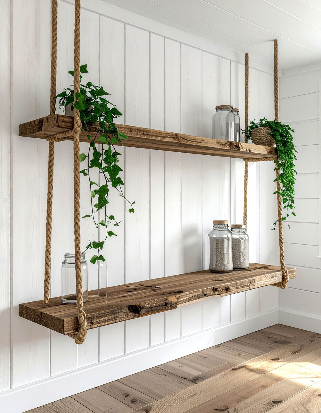Hanging Rope Shelf - 30 bathroom shelving ideas