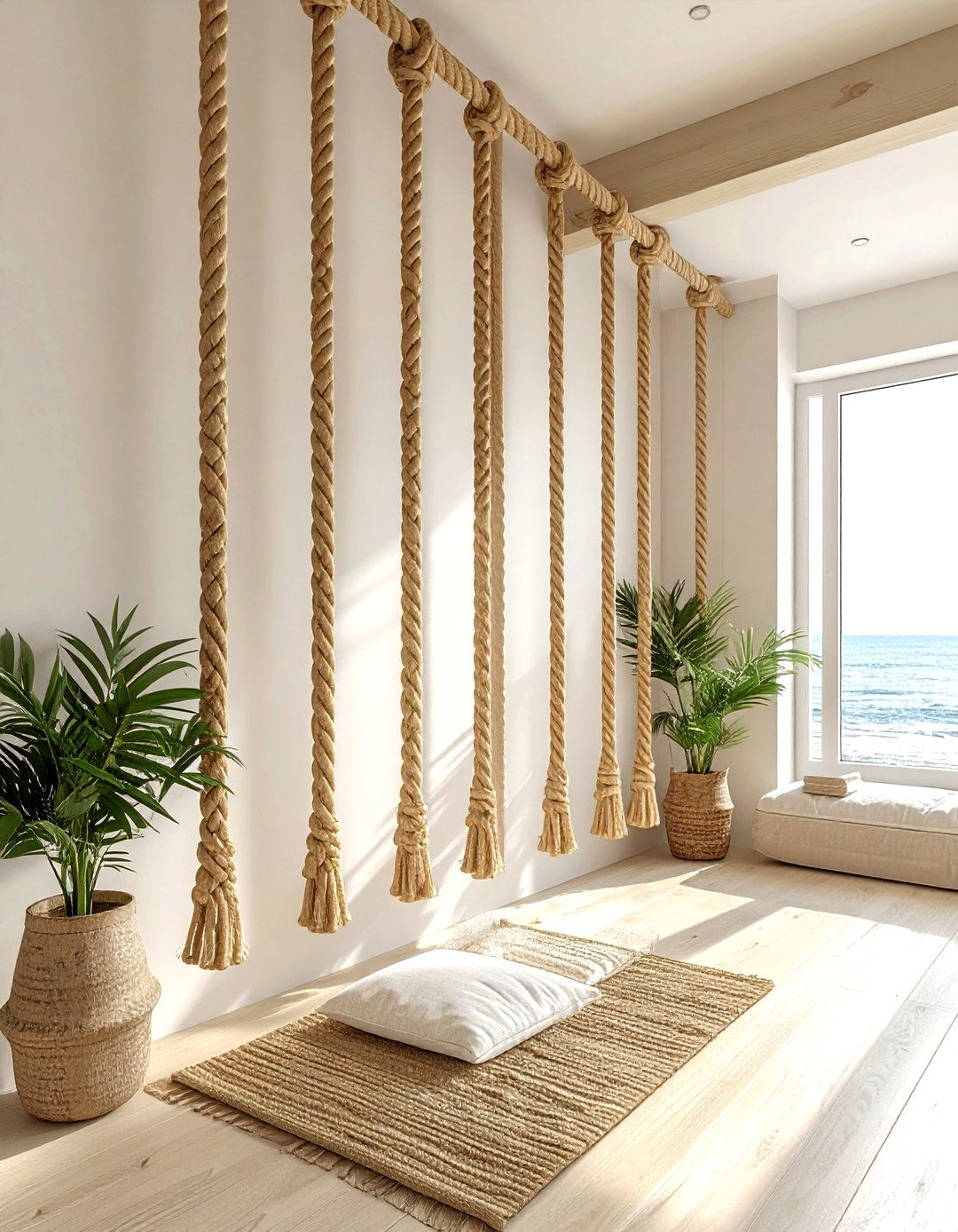 Hanging Rope Wall - 30 living room partition ideas