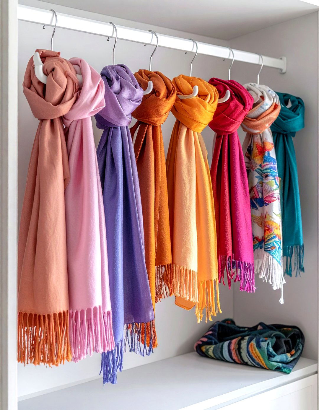 Hanging Scarf Organizer - 30 bedroom hanging storage ideas