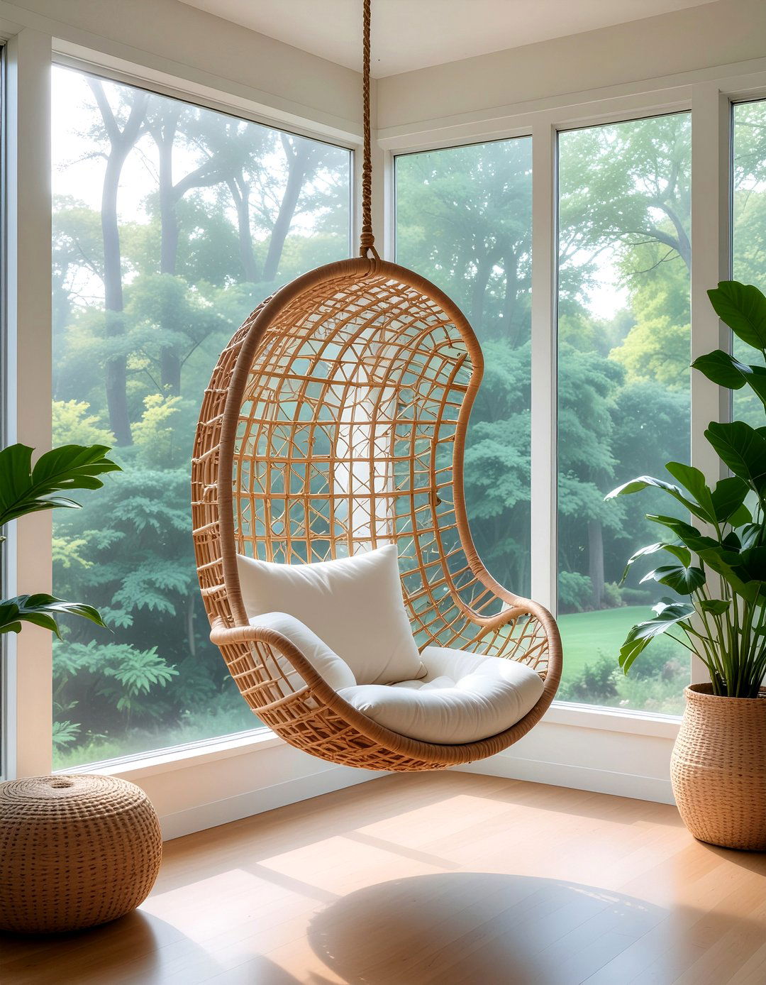 Hanging Swing Chair - 30 conservatory living room ideas