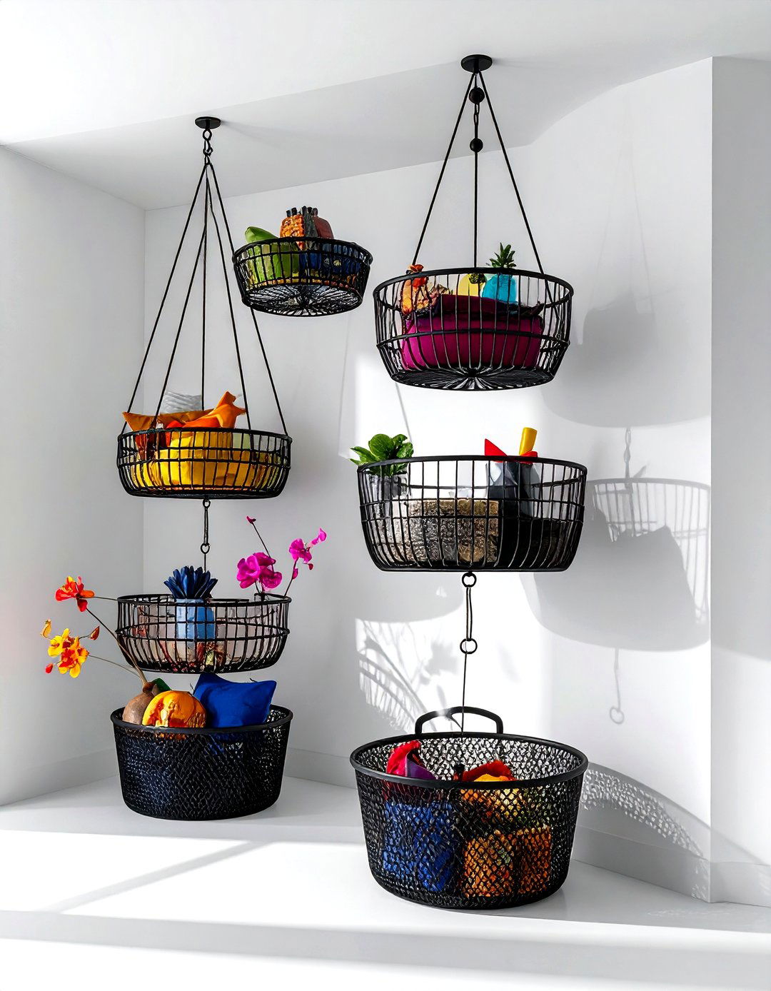 Hanging Tiered Baskets - 30 bedroom hanging storage ideas