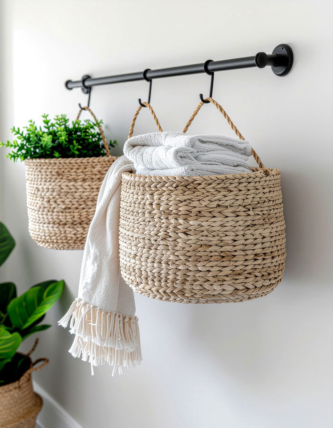 Hanging Wall Baskets - 30 bedroom vertical storage ideas