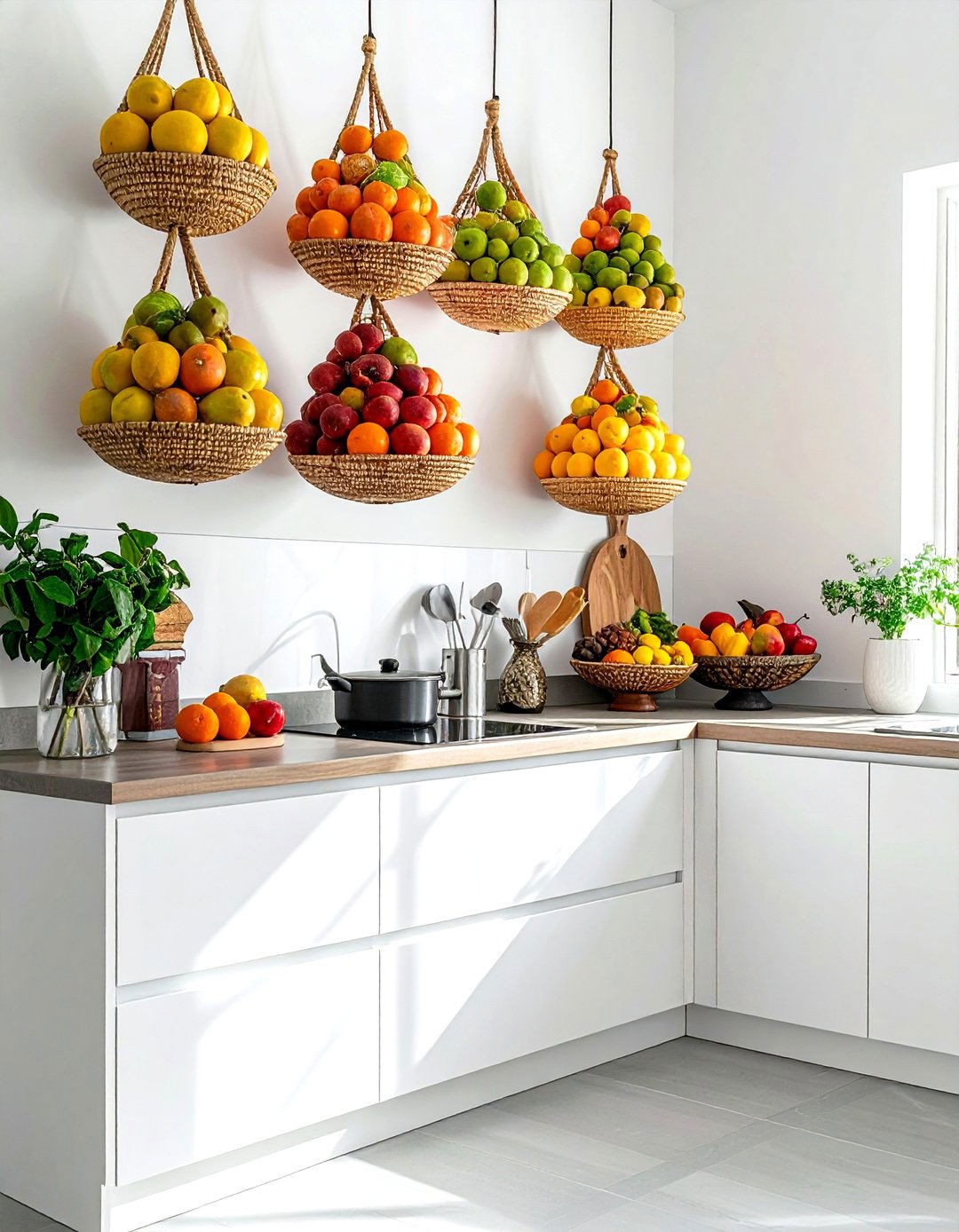 Hanging Wall Fruit Baskets - 30 basket wall decor ideas