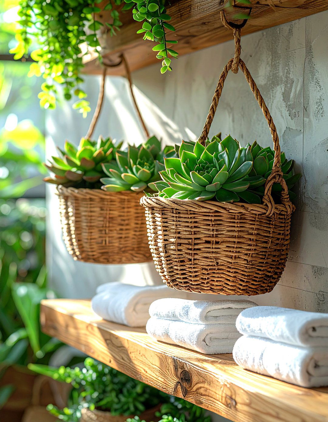 Hanging Wicker Baskets - 30 bathroom hanging storage ideas