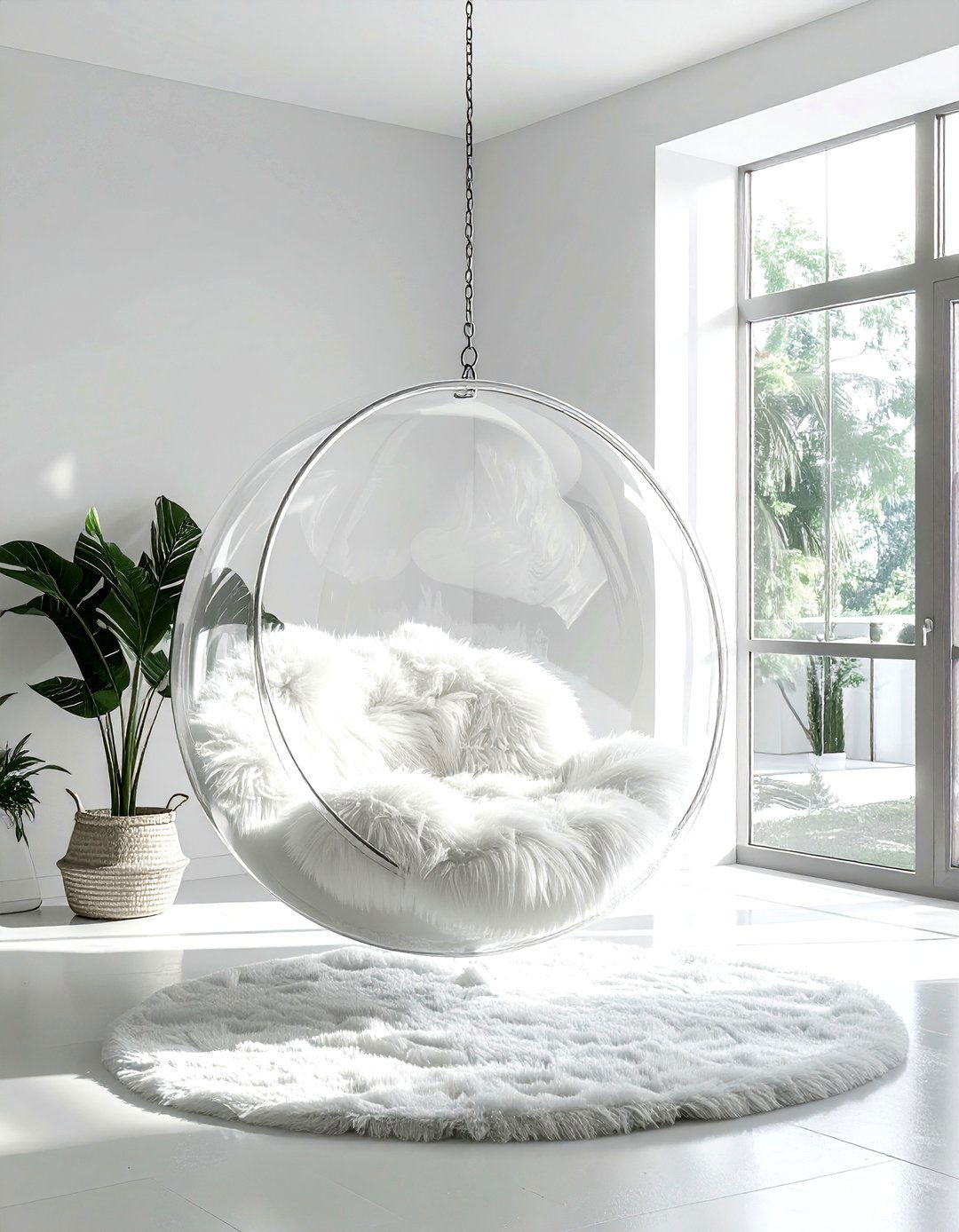 Hanging bubble chair - 30 living room statement piece ideas