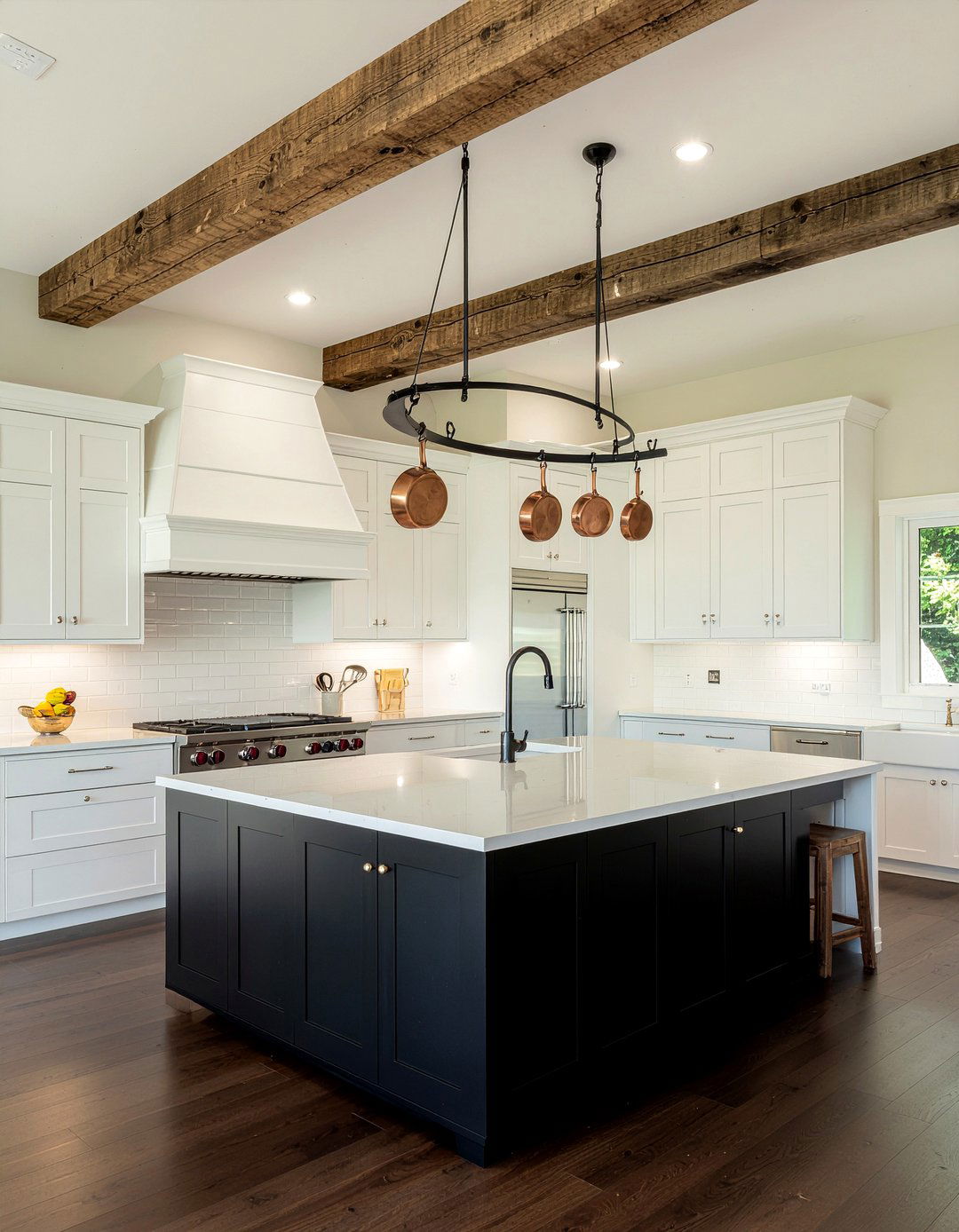 Hanging ceiling pot rack - 30 pot and pan storage kitchen ideas