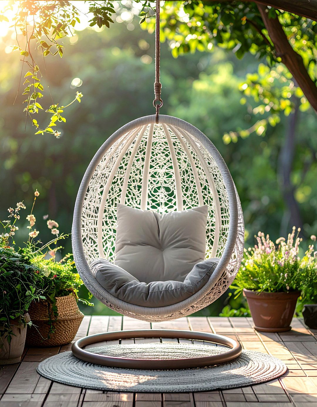 Hanging egg chair - 30 patio decor ideas