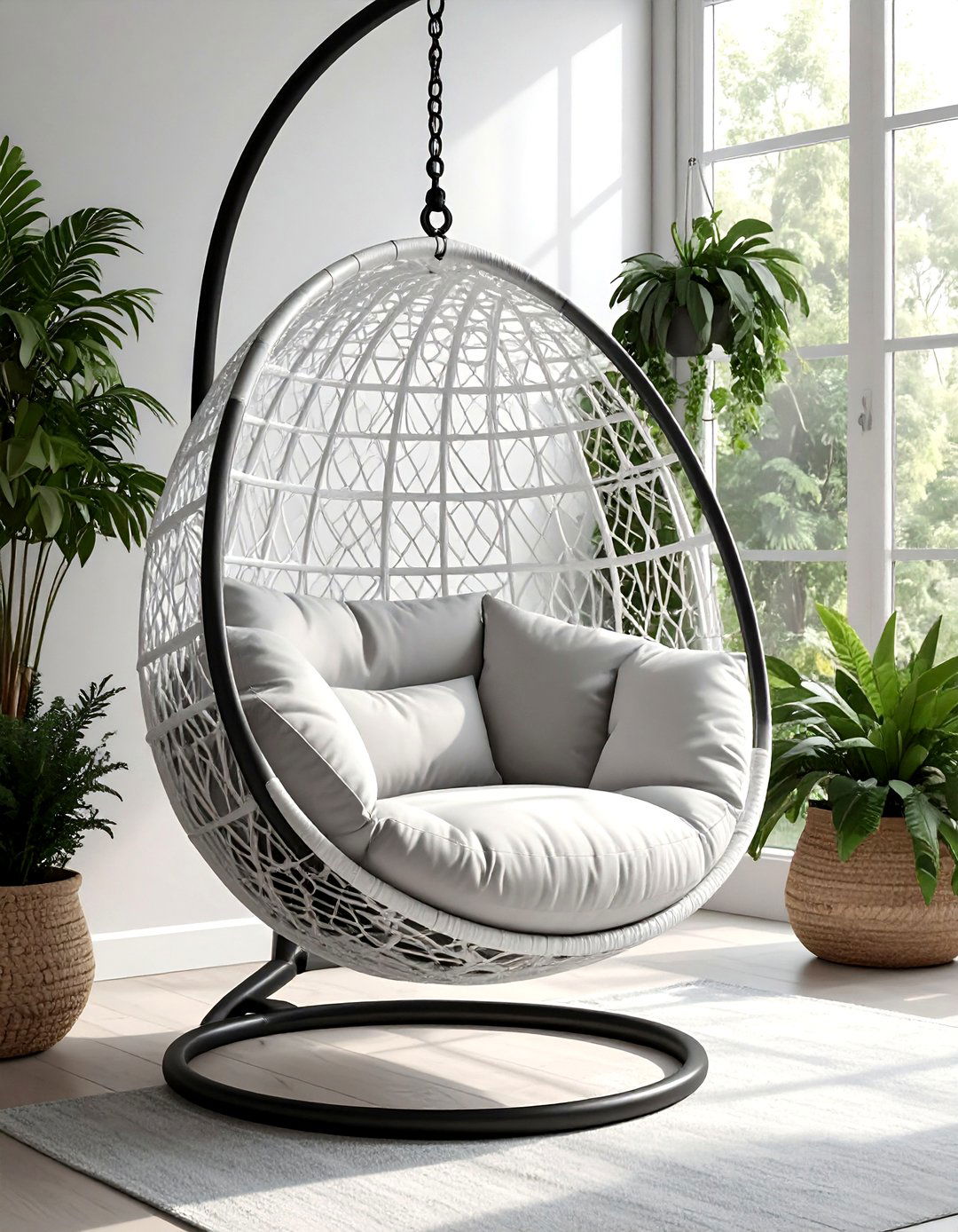 Hanging egg chair - 30 living room guest seating ideas
