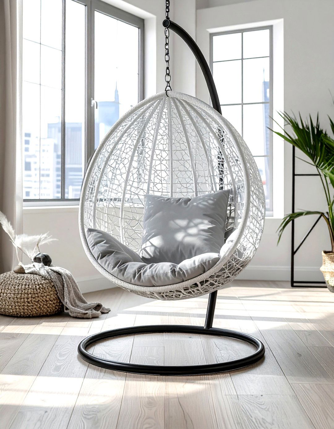 Hanging egg chair - 30 living room reading chair ideas