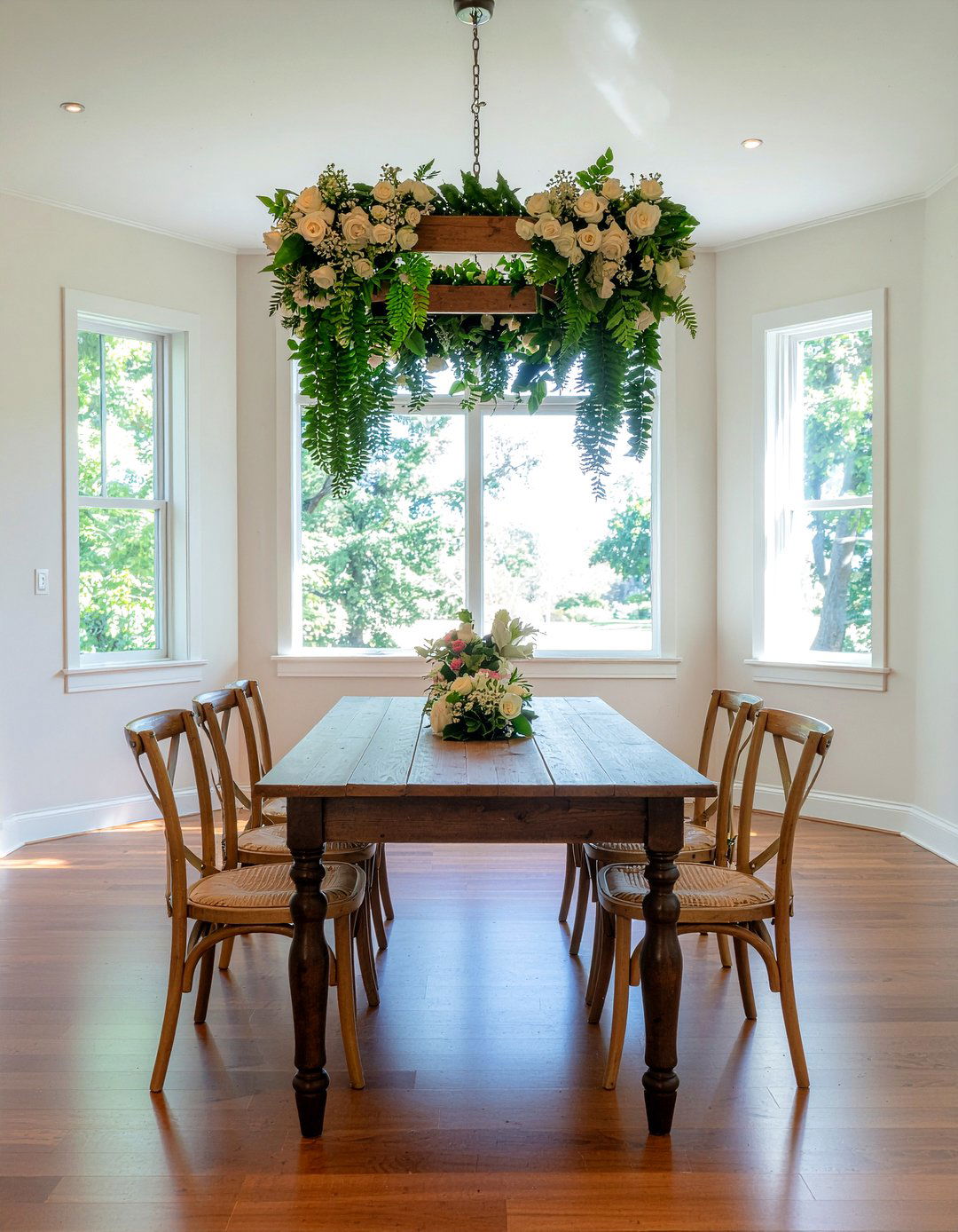 Hanging floral installation passover - 30 Passover seder dining room ideas
