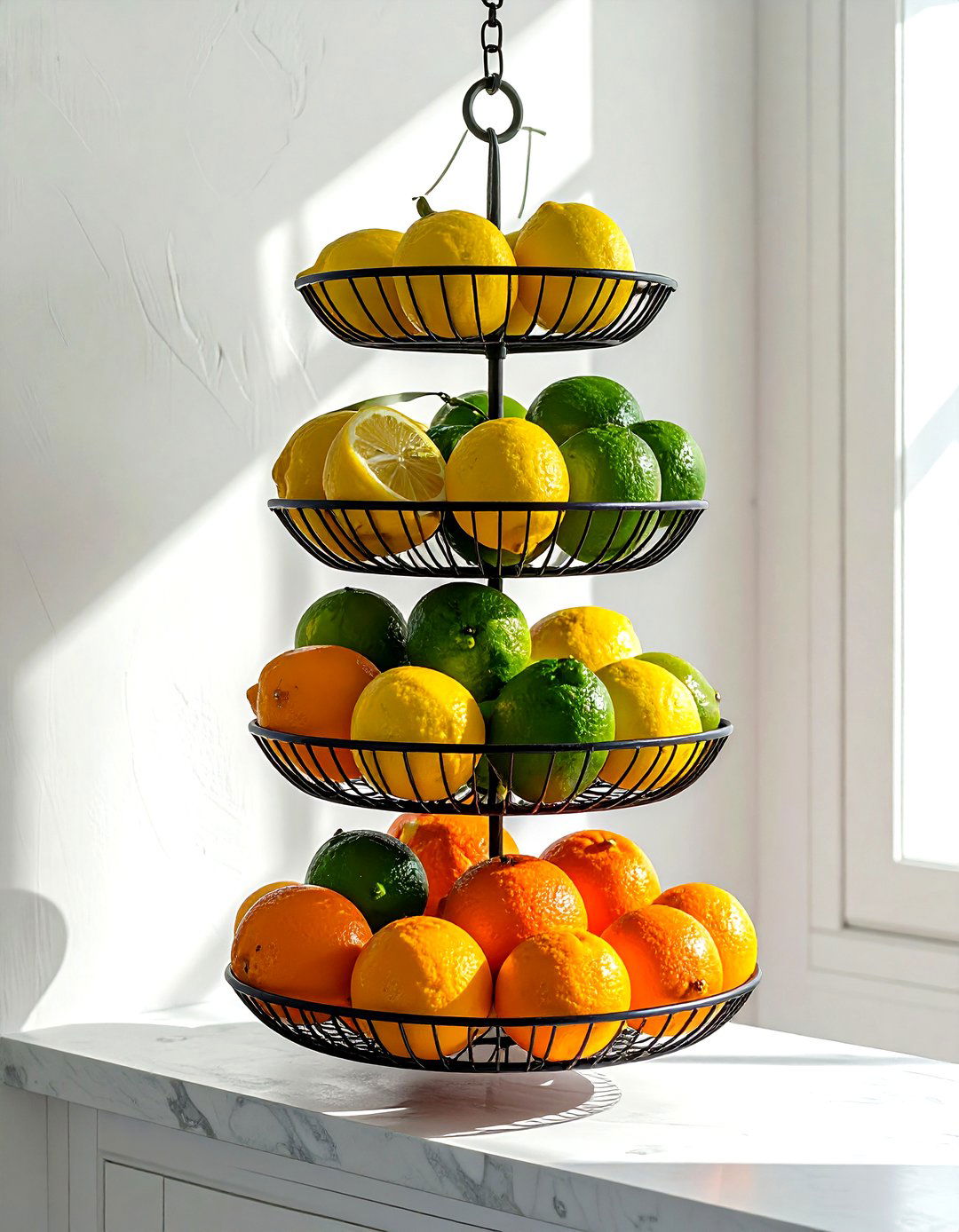 Hanging fruit basket - 30 kitchen on a budget ideas