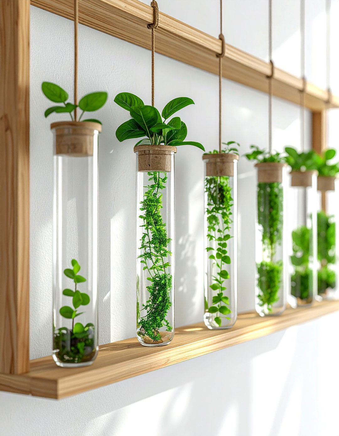 Hanging glass test tube vases wall - 30 vase ideas