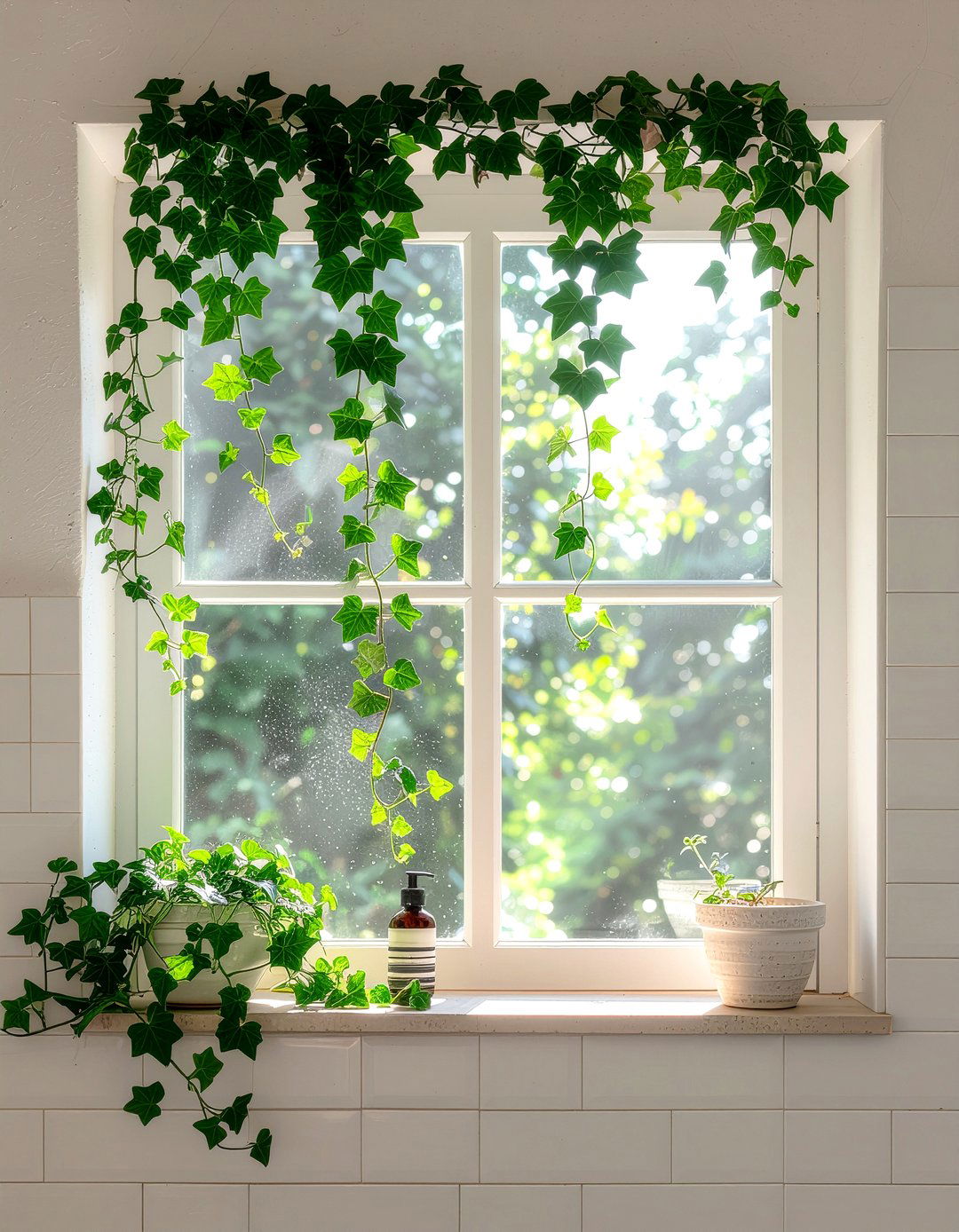 Hanging ivy bathroom window - 30 bathroom privacy window ideas