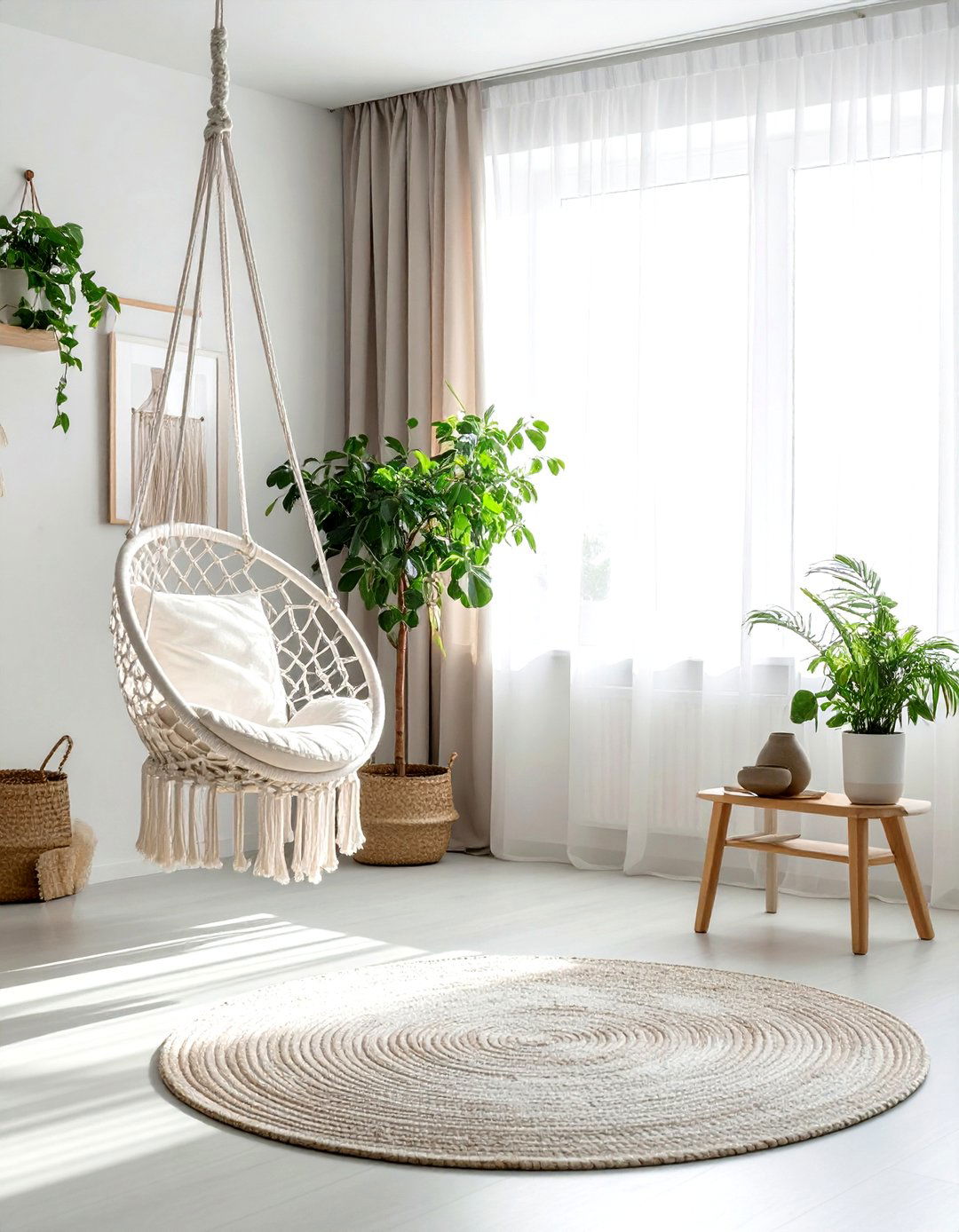 Hanging macrame chair - 30 living room side chair ideas