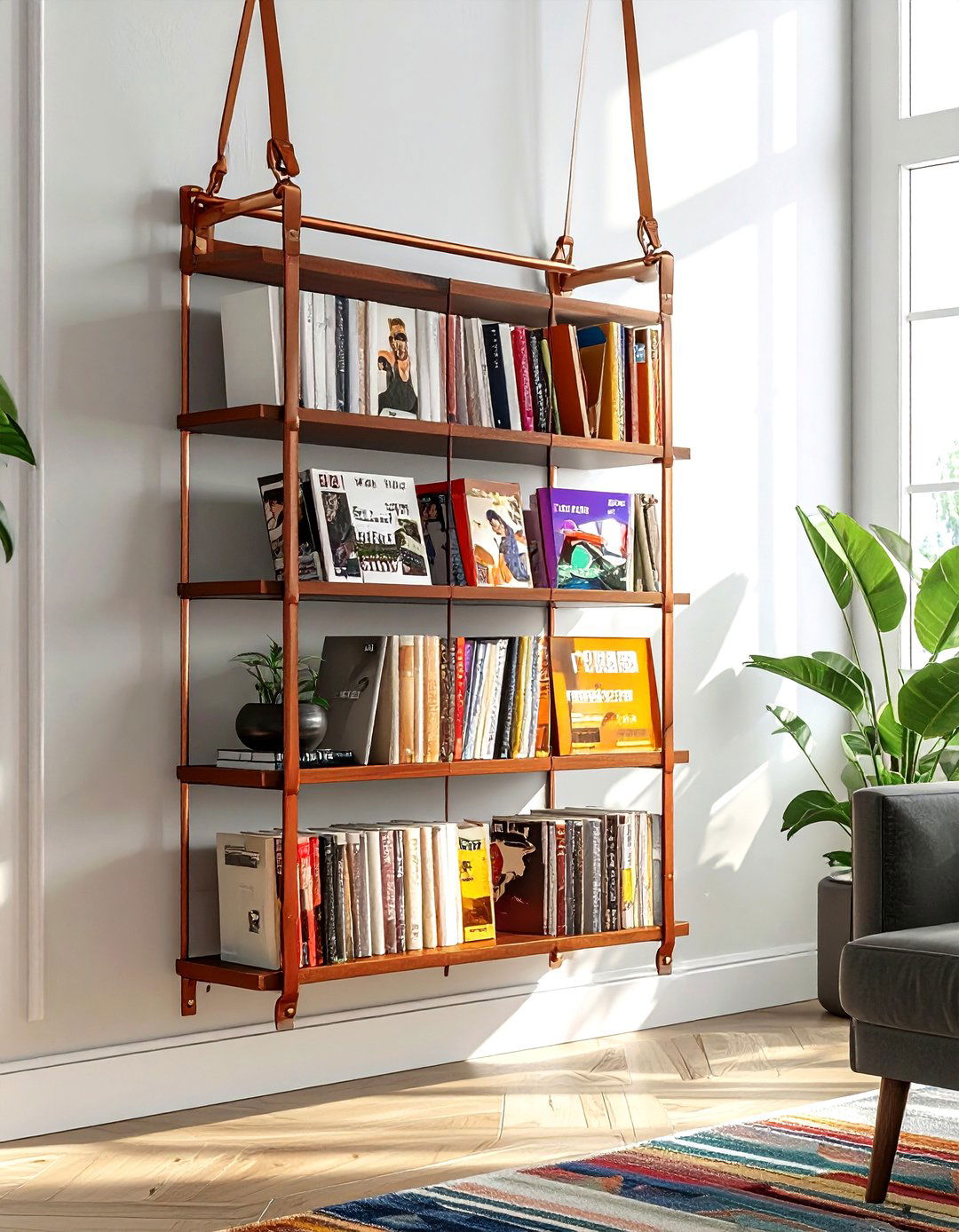 Hanging magazine rack - 30 living room hanging storage ideas