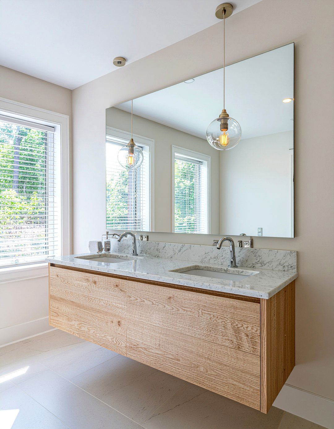 Hanging pendant light - 30 bathroom depth ideas