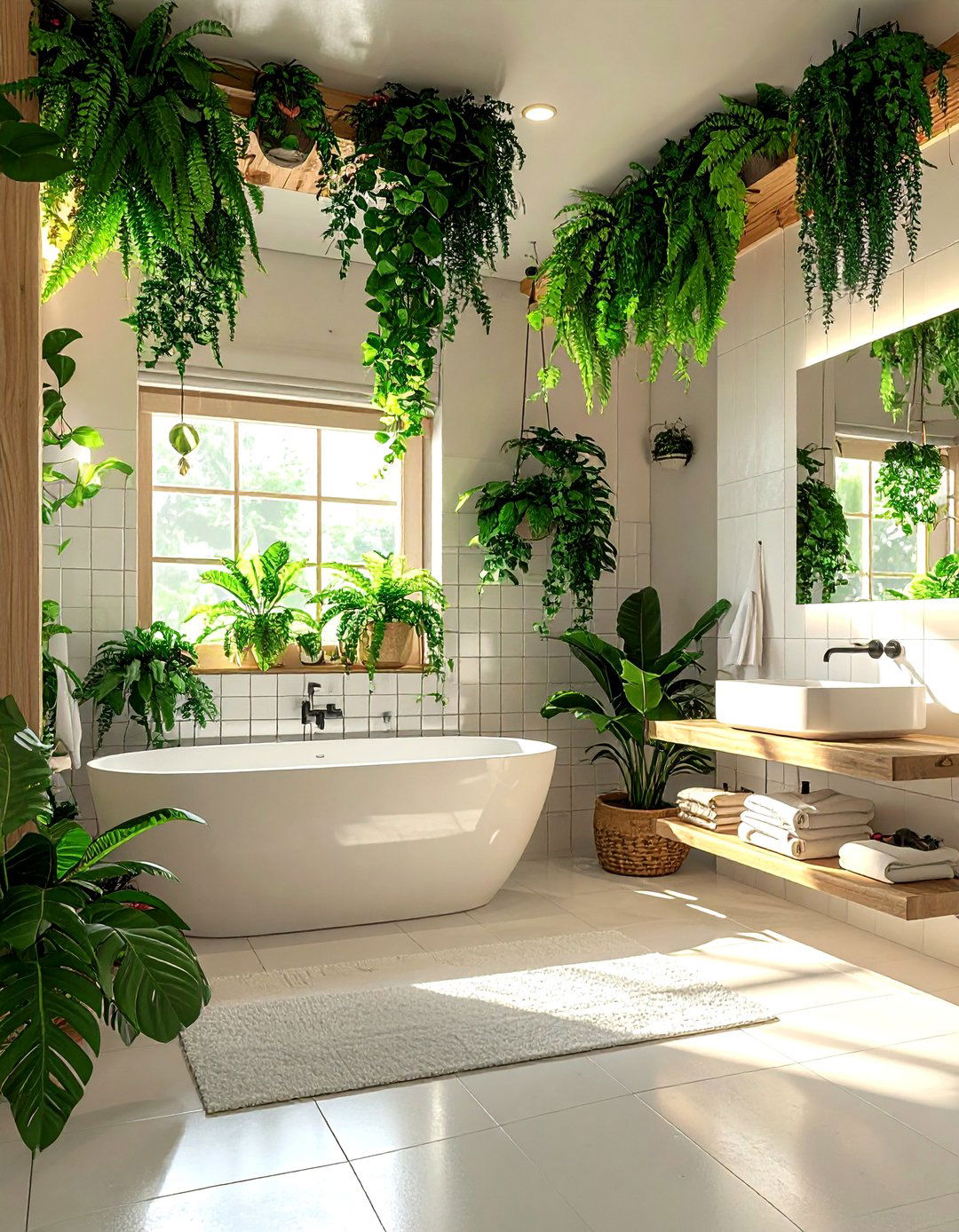 Hanging plant bathroom - 30 tropical bathroom ideas