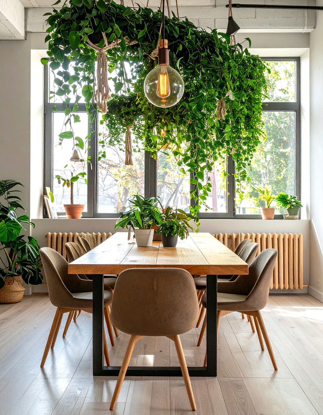 Hanging plant dining area - 30 sunrise dining room ideas