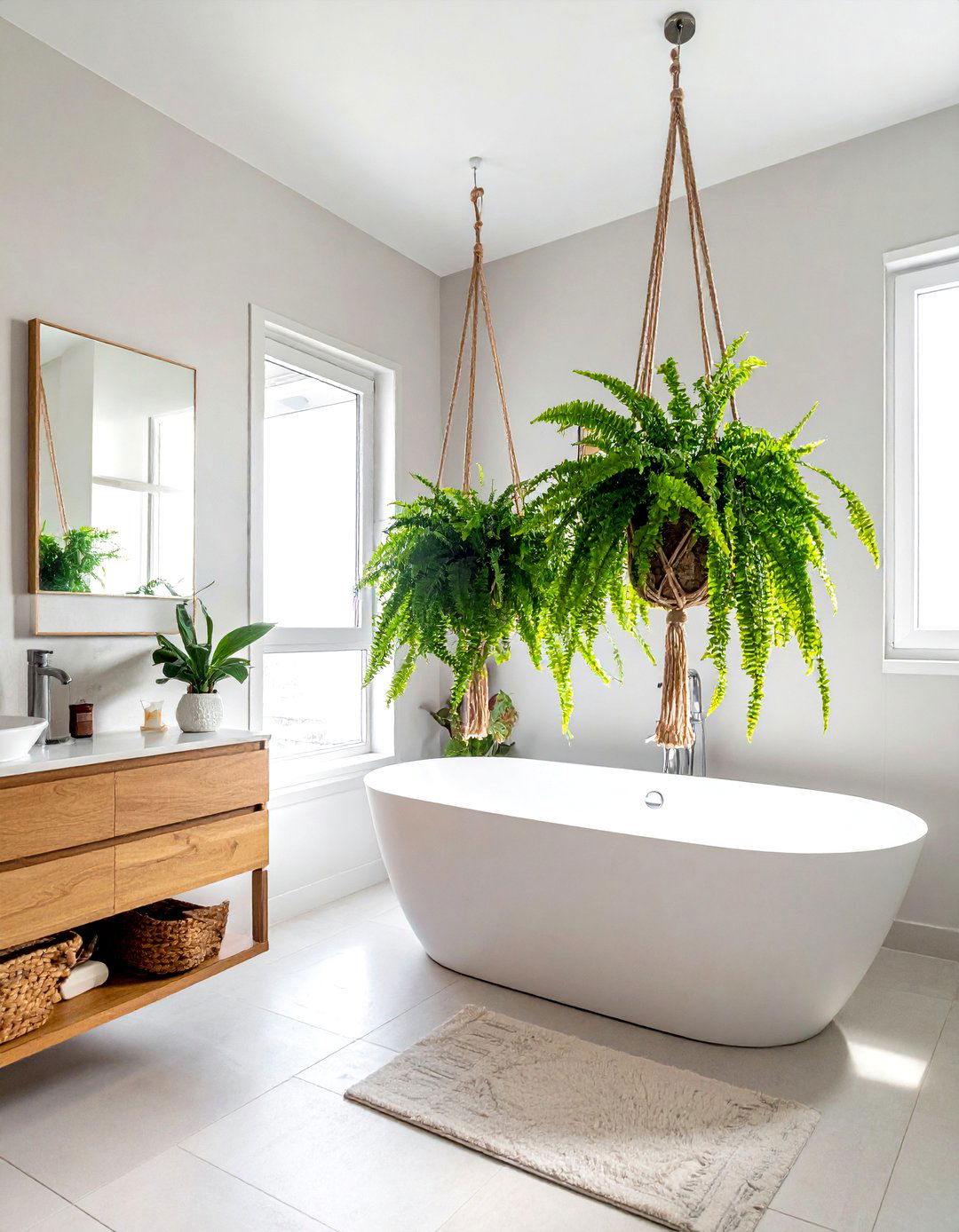 Hanging plant display - 30 bathroom weekend project ideas