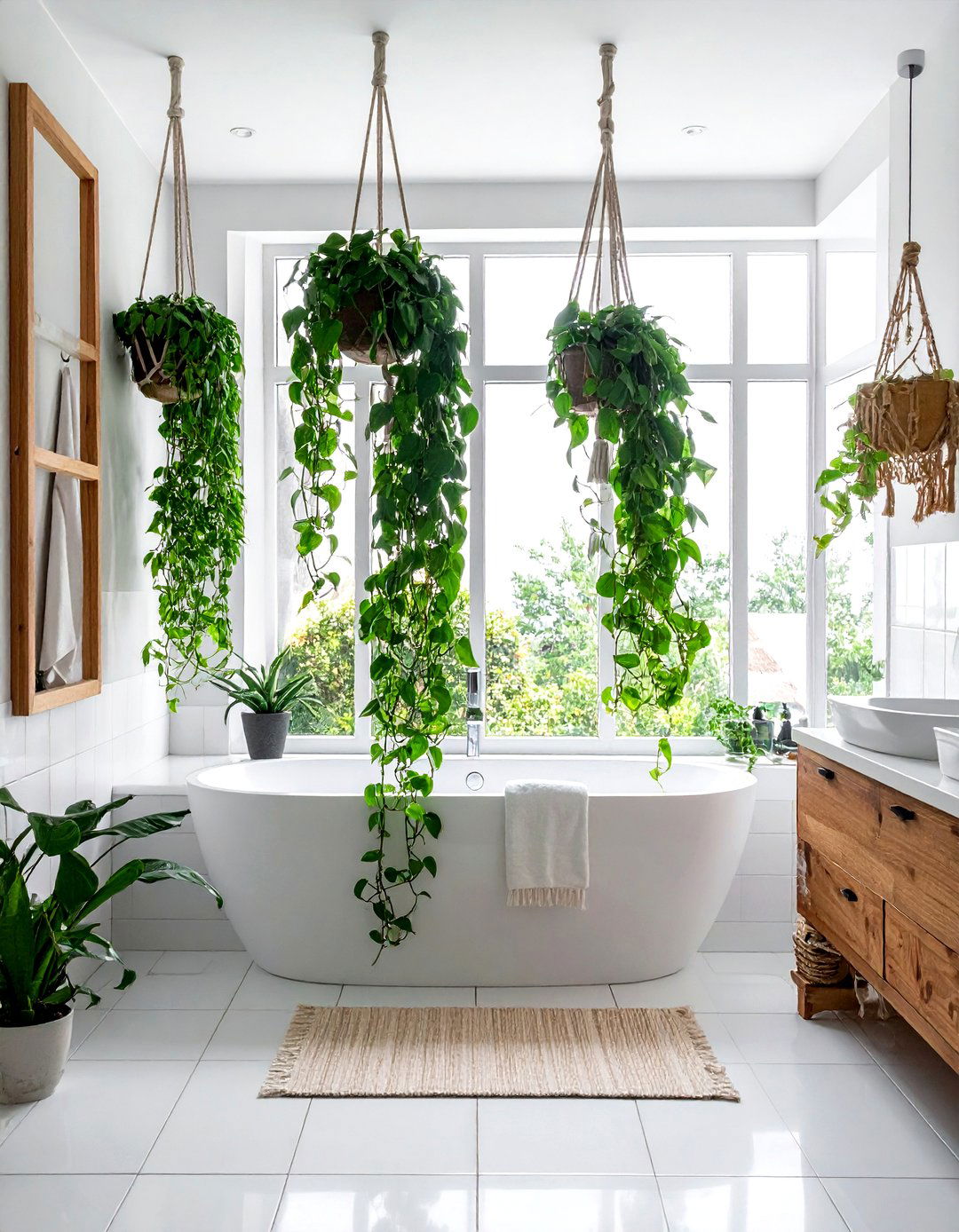 Hanging plants bathroom - 30 boho bathroom ideas