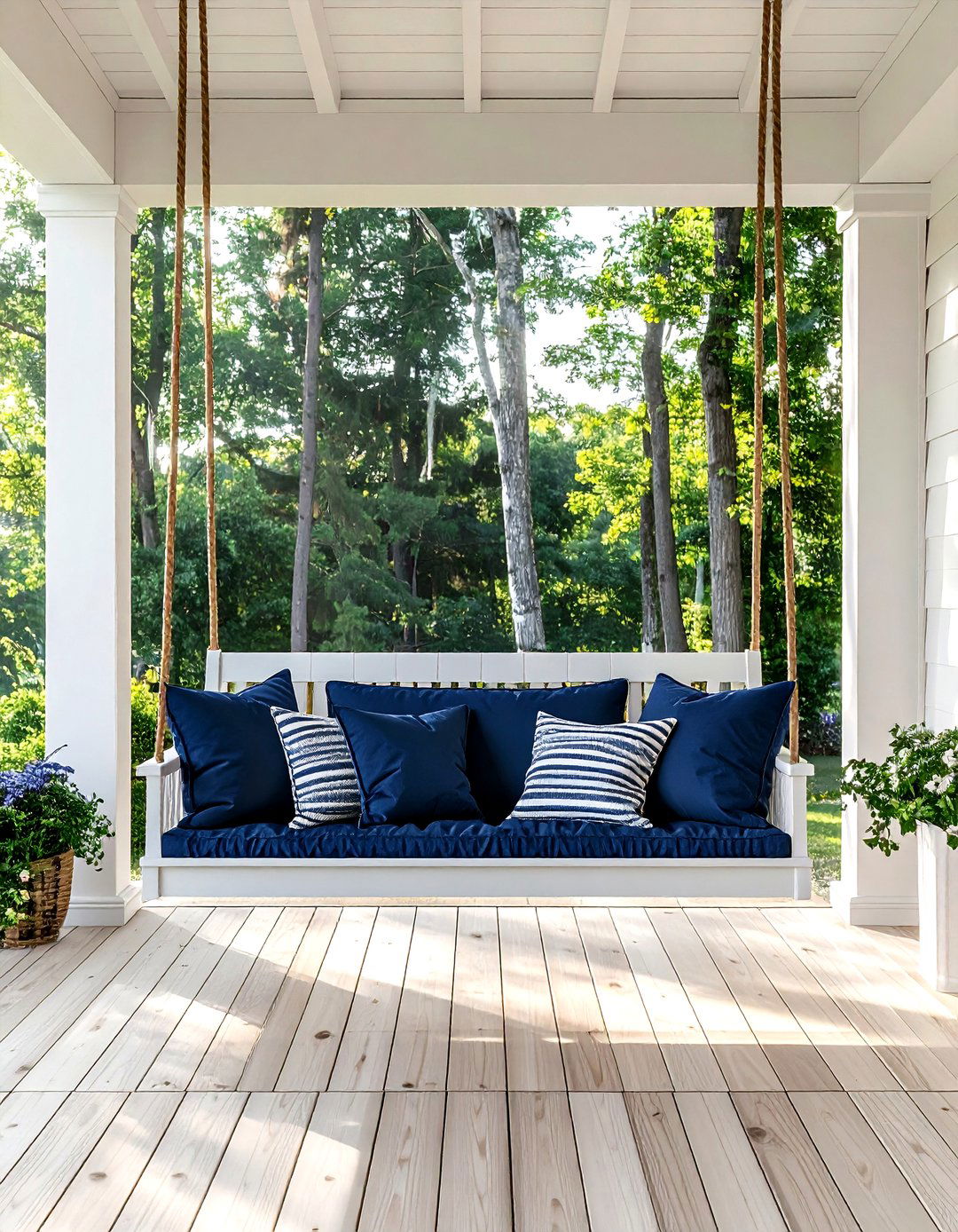 Hanging porch swing - 30 front porch decor ideas