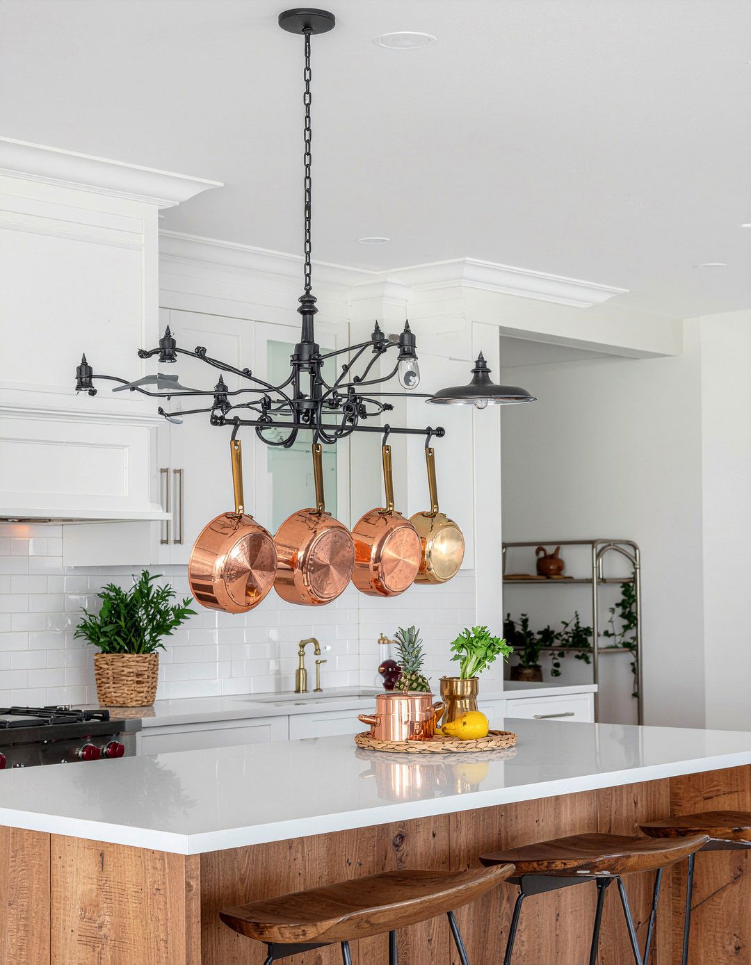 Hanging pot rack - 30 inexpensive kitchen update ideas