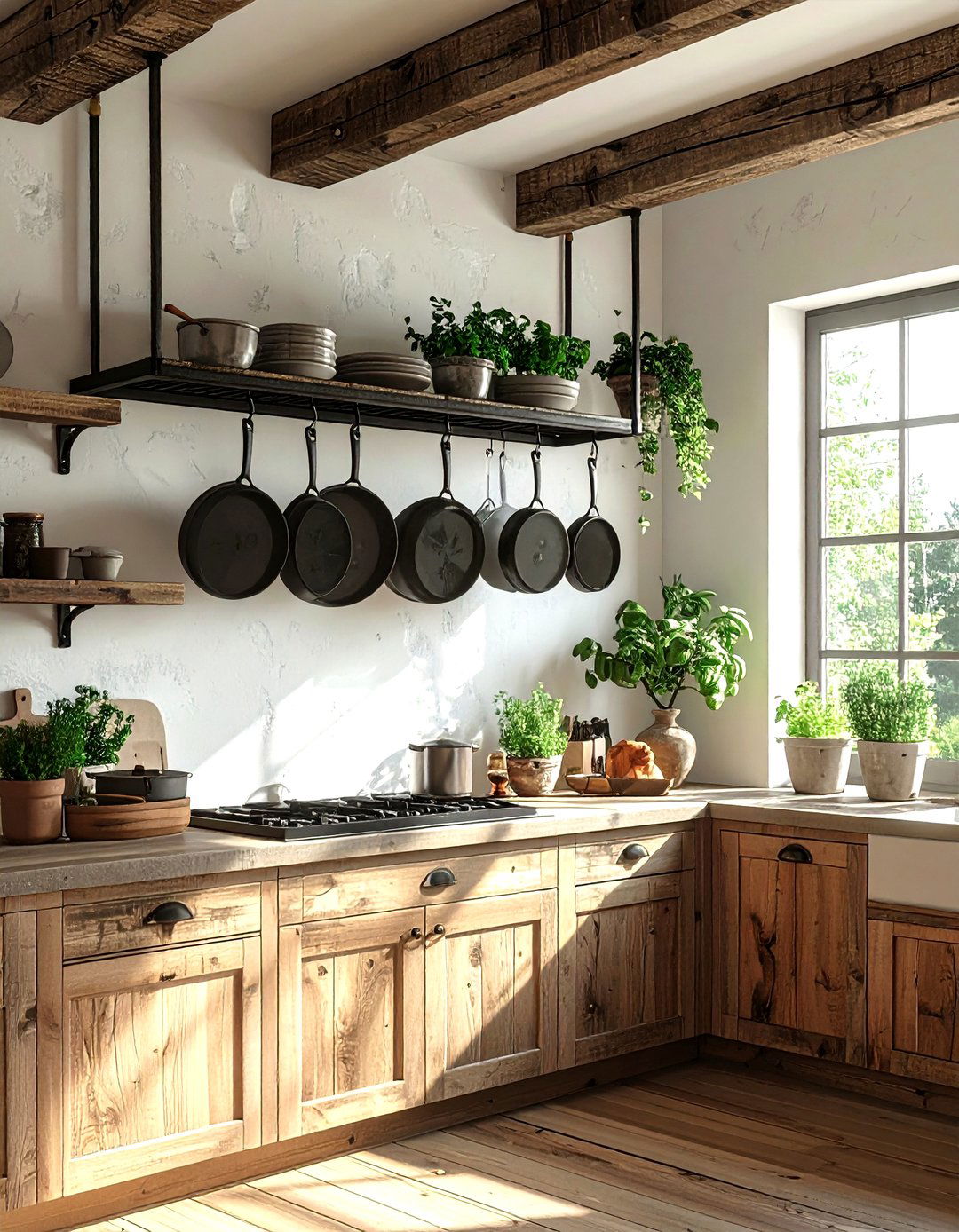 Hanging pot rack - 30 kitchen space saving ideas