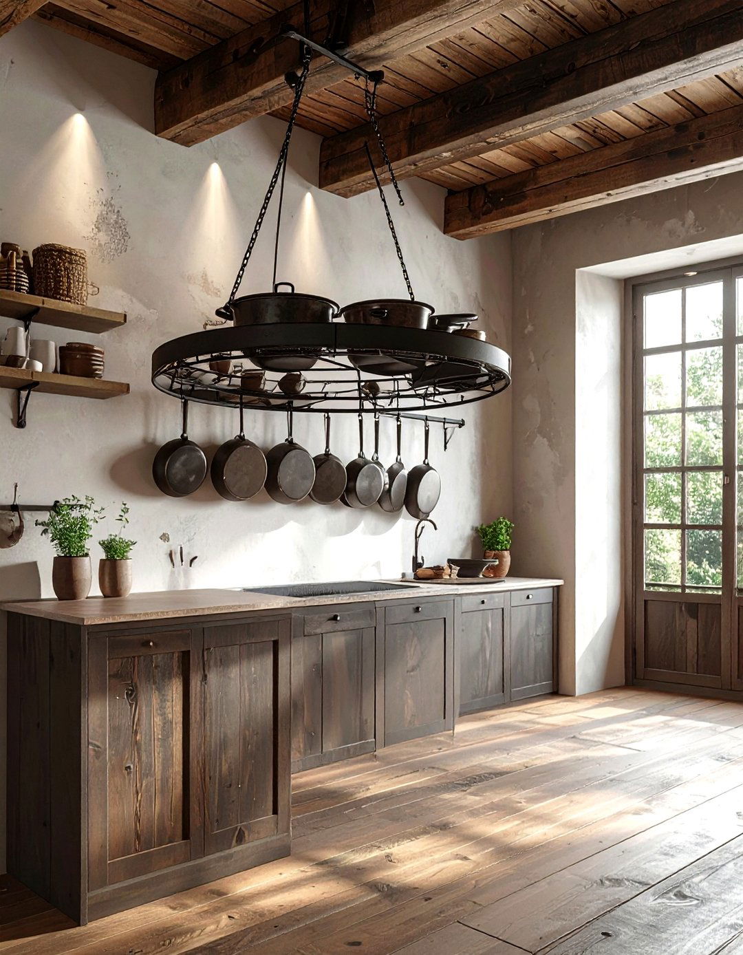 Hanging pot rack metal - 30 Mediterranean kitchen ideas