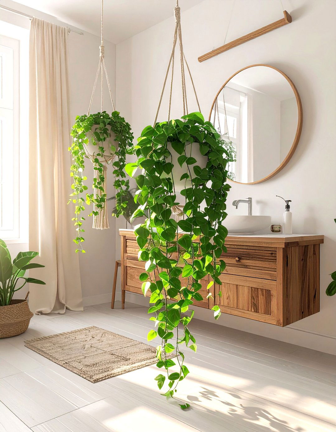 Hanging pothos bathroom - 30 bathroom plant accent ideas